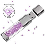 USB Flash Drive 64GB, Techkey Crystal Jewelry Pen Drive with Silver Polishing Cloth and Velvet Bag Set for Girls (Pink)