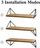 BAYKA Floating Mounted Set of 3 Rustic Wood Wall Shelves for Living Room, Bedroom, Bathroom