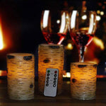 Flickering Flameless Candles with Birch Bark Effect LED Candles 4" 5" 6" Set of 3 Battery Candles Real Wax Pillar with 10-key Remote Control - 2/4/6/8 Hours Timer