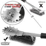 Grill Brush Scraper Universal Fit - Adjustable BBQ Grill Accessories Cleaning Kit - 12 Grooves Safe 18" Stainless Steel Barbecue Grill Cleaner Wizard Tools Weber Gas/Charcoal Grilling Grates