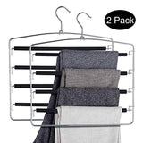 DOIOWN Pants Hangers Slacks Hangers Space Saving Non Slip Stainless Steel Clothes Hangers Closet Organizer for Pants Jeans Trousers Scarf (2-Pack, Large size17.1''High x 15.9''Width)