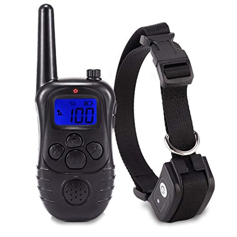 PetAZ Electric Black Dog Shock Collar Trainion Newest Design Rechargeable Backlight LCD Screen Remote 3 Mode Shock/Beep/Vibration Training Collars for Dog