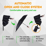 Compact Umbrella - Black Windproof Umbrella - Automatic Folding Travel Umbrella for Men & Women