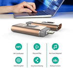 USB Flash Drive 128GB for iPhone Photo Stick backup iPhone Memory Stick External Storage Thumb Drive for iPhone 11 Pro X XR XS MAX 6 7 8 Plus iPad Pro PC Android Password Touch ID Protected Flash Gold