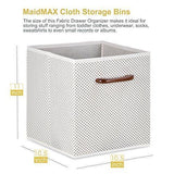 MaidMAX Foldable Storage Cubes, Set of 6 Decorative Fabric Storage Bins Containers Organizers Drawers with Wood Handles for Shelves Clothes Closet Kids Bedroom, Gray Polka Dot