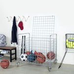 MyGift Metal Rolling Sports Ball Storage Hopper & Equipment Cart