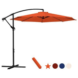 10 ft Offset Cantilever Patio Umbrella Outdoor Market Hanging Umbrellas & Crank with Cross Base and Umbrella Cover, 8 ribs (Navy Blue)