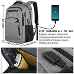 Laptop Backpack,Business Travel Anti Theft Slim Durable Laptops Backpack with USB Charging Port,Water Resistant College School Computer Bag for Women & Men Fits 15.6 Inch Laptop and Notebook - Grey