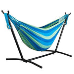 Driftsun Double Hammock with Steel Stand - Space Saving Two Person Lawn and Patio Portable Hammock with Travel Case (Forest)