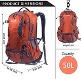 G4Free Hiking Backpack 50L Waterproof Daypack Outdoor Camping Climbing Backpack with Rain Cover for Women Men