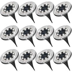 Sunco Lighting 12 Pack Solar Path Lights, Dusk-to-Dawn, Cross Spike Stake for Easy in Ground Install, Solar Powered LED Landscape Lighting - RoHS/CE