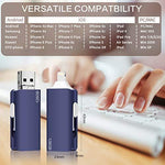 USB Flash Drive for iPhone, 256GB Capacity iPhone External Storage, 3.0 Flash Drive Compatible with Mobile Phone and Computer, Suitable for iPhone iPad Android and Computers (Dark Blue)