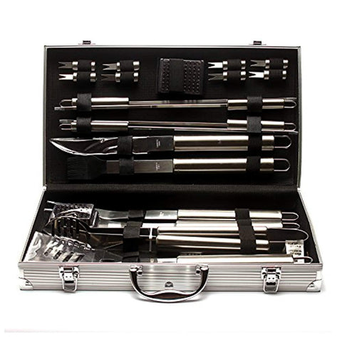 E3L 19-Piece BBQ Grill Tool Set Stainless Steel Barbecue Set with Aluminum Storage Case - Complete Outdoor Grill Pack