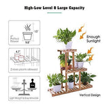 Ufine Wood Plant Stand Indoor Outdoor 3 Tier Vertical Carbonized Multiple Planter Holder Flower Ladder Stair Shelf Garden Balcony Patio Corner Pot Display Storage Rack