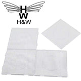 H&W 4PCS 5mm Fuse Beads Boards, Large Clear Pegboards Kits, with Gift 4 Lroning Paper (WA3-Z1)