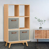 MaidMAX Foldable Storage Cubes, Set of 6 Decorative Fabric Storage Bins Containers Organizers Drawers with Wood Handles for Shelves Clothes Closet Kids Bedroom, Gray Polka Dot