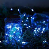 150LED 55ft 16m 8modes Solar String lights - Dolucky Solar Fairy Lights Blue Waterproof Copper Wire Lights Outdoor Lighting for Garden, Wedding, Homes, Party, Halloween, Chrsitmas Decoration