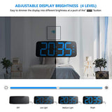 HAPTIME Digital Alarm Clock with FM Radio Dual-Alarm Snooze Large LED Display 12hr 24hr Format and Brightness Adjustable for Bedroom, Powered by USB Port and Backup Battery for Clock-Setting (Black)