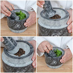 Marble Mortar and Pestle Set - [5.5 Inch, 17 Oz] Unique Double Sided - Pestle and Mortar Bowl Solid Stone Grinder - Guacamole Mortar and Pestle Large - INCLUDED: Silicone Lid/Mat and Spoon