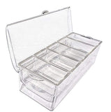 Ice Chilled 5 Compartment Condiment Server Caddy - Serving Tray Container with 5 Removable Dishes with over 2 Cup Capacity Each and Hinged Lid | 3 Serving Spoons + 3 Tongs Included