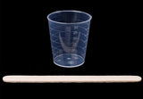 Lawei 100 pack Plastic Measuring Cups - 1 oz Transparent Scale Cups with 100 pack Wooden Stirring Sticks for Mixing Paint, Stain, Epoxy and Resin