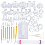 47 pcs Fondant Cutters Tools Sedhoom Catalina Fondant Molds Cake Decorating Supplies Tool Set with Rolling Pin Smoother Embosser Moulds