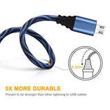 Micro USB Cable, USB to Micro USB Android Charger Cord, High Speed Charging Cable for Android Smartphones, Tablets, MP3, XBOX, PS4 and More 3Pack 6ft (Navy Blue)