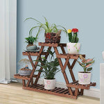 Ufine Wood Plant Stand Indoor Outdoor 3 Tier Vertical Carbonized Multiple Planter Holder Flower Ladder Stair Shelf Garden Balcony Patio Corner Pot Display Storage Rack