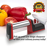 Professional Kitchen Knife Sharpener JOSO 3 Stage Stainless Steel Chef Knife Sharpener with Diamond Tungsten Ceramic for Dull Steel, Paring, Chefs and Pocket Knives, Sharpens Scissors Quickly