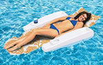 Poolmaster Swimming Pool Floating Chaise Lounge, Caribbean, Blue Stripe