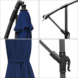 10 ft Offset Cantilever Patio Umbrella Outdoor Market Hanging Umbrellas & Crank with Cross Base and Umbrella Cover, 8 ribs (Navy Blue)