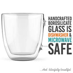 Large Coffee Mugs, Double Wall Glass Set of 2, 16 oz - Dishwasher & Microwave Safe - Clear, Unique & Insulated with Handle, By Elixir Glassware