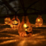 WEANAS Solar Powered Warm White Pumpkin Lights String, 20ft 30 LED Fairy String Lights, Halloween Christmas Decoration Lights(Warm White)