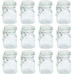 Charmed 3 oz Airtight Square Spice glass Jar with Leak Proof Rubber Gasket and Hinged Lid for Home (24)