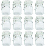 Charmed 3 oz Airtight Square Spice glass Jar with Leak Proof Rubber Gasket and Hinged Lid for Home (24)