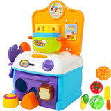 FUNERICA My First Toy Oven and Play Stove Cook-Top | with Shape Sorter Pieces and Cutting Vegetables Toy Set - Compact Play Kitchen for Young Kids Boys and Girls