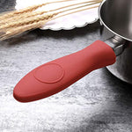 Juland 4 Packs Silicone Hot Handle Holder Set Kitchen Heat Resistant Pot Sleeve Grip Handle Cover Potholder - Black & Red