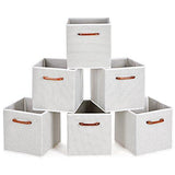 MaidMAX Foldable Storage Cubes, Set of 6 Decorative Fabric Storage Bins Containers Organizers Drawers with Wood Handles for Shelves Clothes Closet Kids Bedroom, Gray Polka Dot