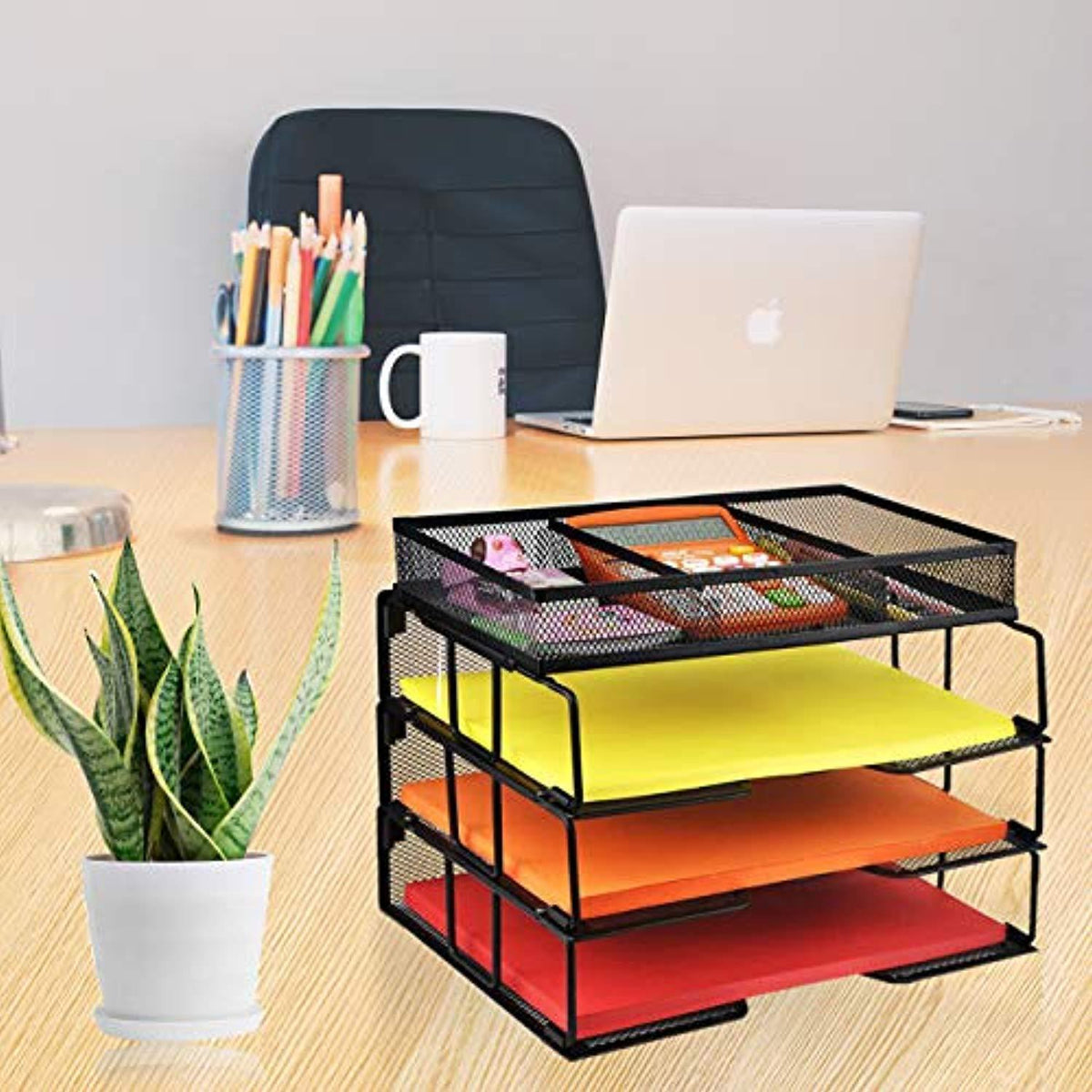 ProAid Mesh Office Desk Organizer 3-Tier Stackable Letter Tray Organiz ...