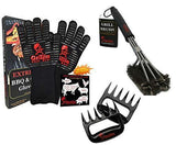 Grillin Chill Gear Meat Claws - Best Bear Claw Pulled Pork Meat Shredders in BBQ Grill Accessories +18" BBQ Grill Brush - Rust Proof Stainless Steel Woven Wire