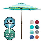 Abba Patio Outdoor 9-Feet Table Umbrella with Push Button Tilt and Crank Lift, Turquoise Striped