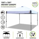 ABCCANOPY 10 x 10 Beach Canopy Tens Pop Up Canopy Tent Commercial Tents Instant Portable Shade Canopy Folding with Wheeled Carry Bag, White