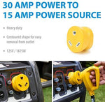 Camco Heavy Duty RV Auto PowerGrip Adapter- Contoured Shape For Easy Grip and Removal (15M, 30 Amp, 125 V, 1875 W) (55223)