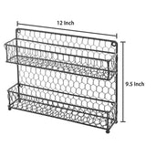 Country Style Black Dual Tier Wire Kitchen Counter-top or Wall Mount Spice Rack Jars Storage Organizer