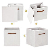 MaidMAX Foldable Storage Cubes, Set of 6 Decorative Fabric Storage Bins Containers Organizers Drawers with Wood Handles for Shelves Clothes Closet Kids Bedroom, Gray Polka Dot