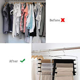 Clothes Pants Hangers 2pack - Multi Layers Metal Pant Slack Hangers,Foam Padded Swing Arm Pants Hangers Closet Storage Organizer for Pants Jeans Scarf Hanging(Black)