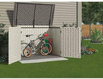 Suncast 5' x 3' Horizontal Stow-Away Storage Shed - Natural Wood-like Outdoor Storage for Trash Cans and Yard Tools - All-Weather Resin, Hinged Lid, Reinforced Floor - Vanilla and Stoney