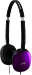 JVC Black Flat and Foldable Colorful Flats On Ear Headphone with 3.94 foot Gold Plated Phone Slim Plug HAS160B