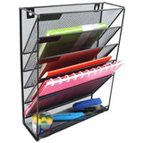 Easepres File Organizer Mesh 5-Tier Black Hanging File Organizer Vertical Holder Rack for Office Home