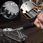 Grill Brush Scraper Universal Fit - Adjustable BBQ Grill Accessories Cleaning Kit - 12 Grooves Safe 18" Stainless Steel Barbecue Grill Cleaner Wizard Tools Weber Gas/Charcoal Grilling Grates